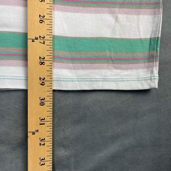 NWT Guess Originals Mens Medium Green White Pink Stripe Short Sleeve T Shirt Tee - Picture 6 of 7